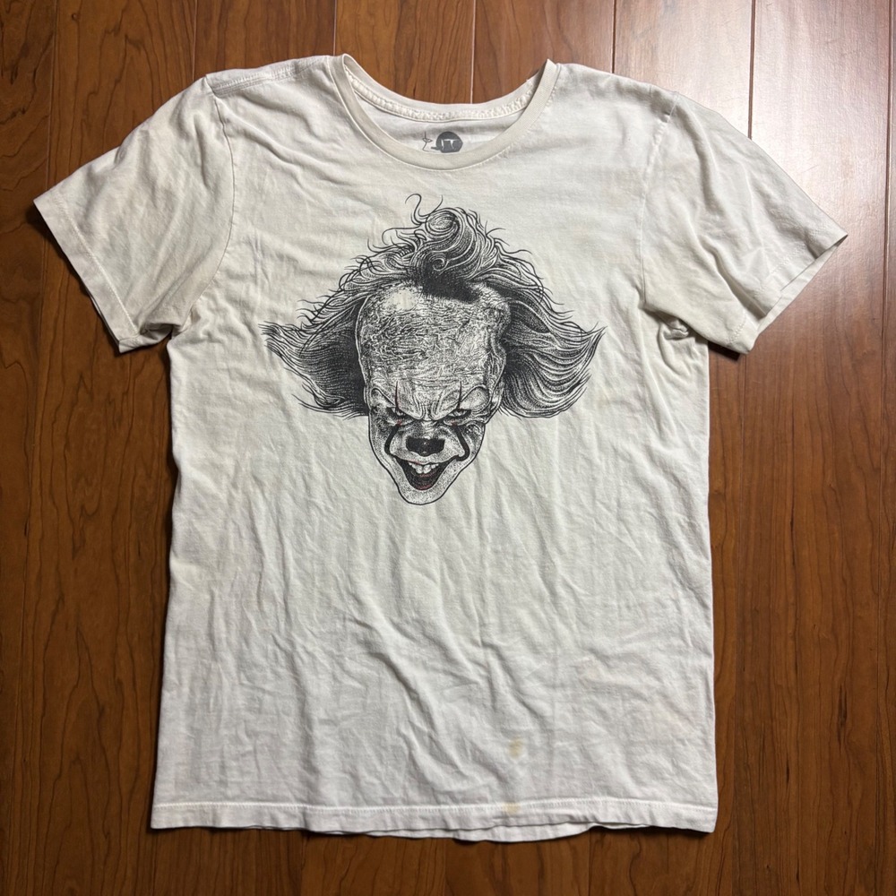 IT Movie Pennywise Youll Float Too Graphic T-Shirt White Medium Horror Film